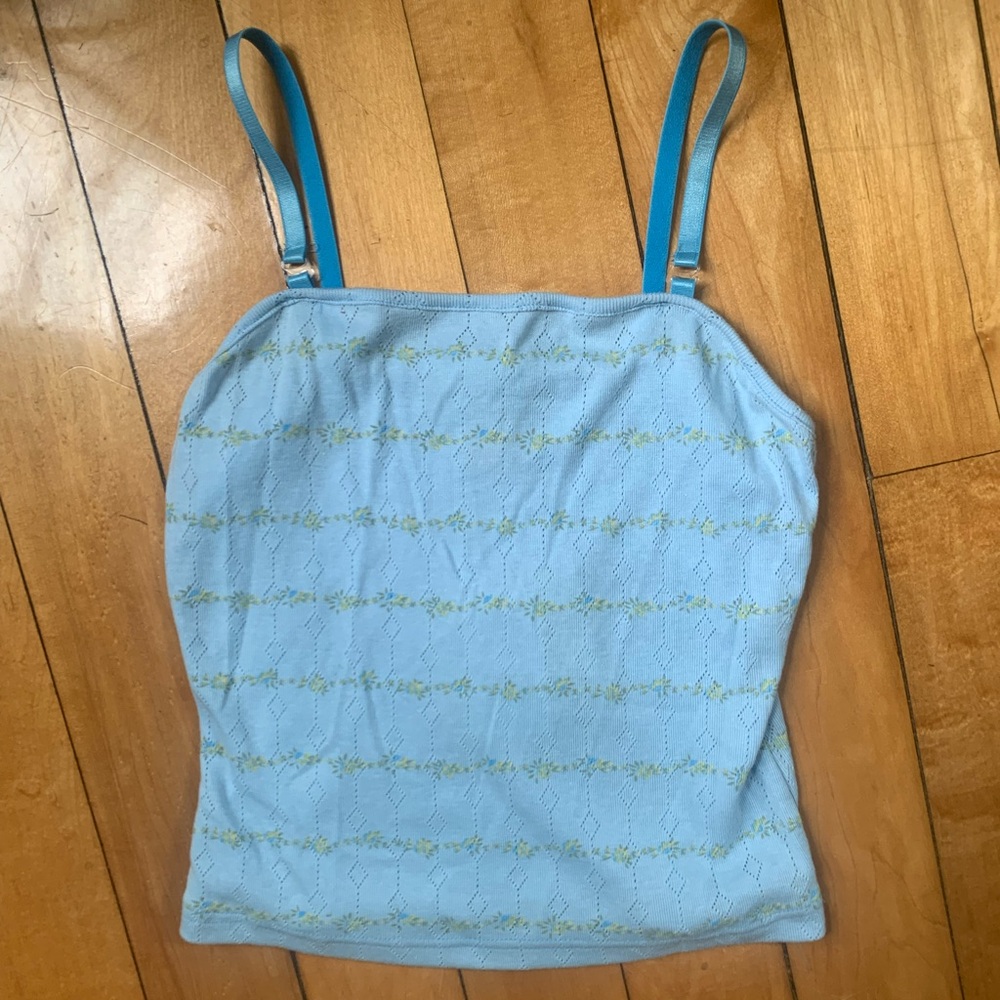 NWTDeadstock Vintage Blue Pointelle Tank Cottage